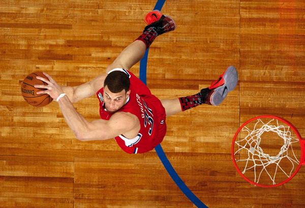 Clippers' Griffin competes in the slam dunk contest during the NBA All-Star weekend in Los Angeles